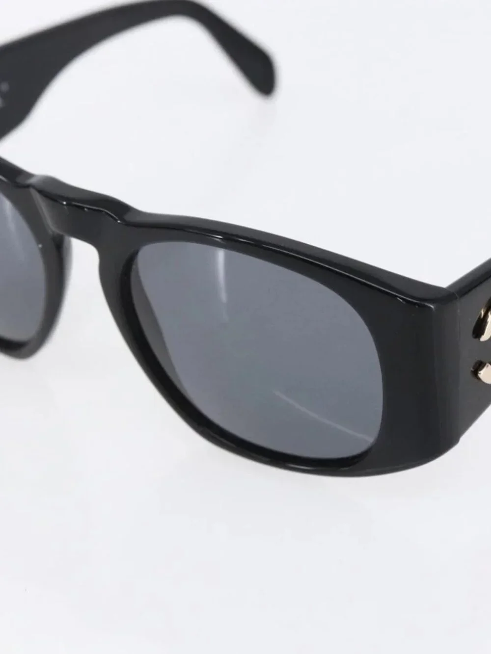 CHANEL COCO Mark Sunglasses plastic Black CC Auth 151144
